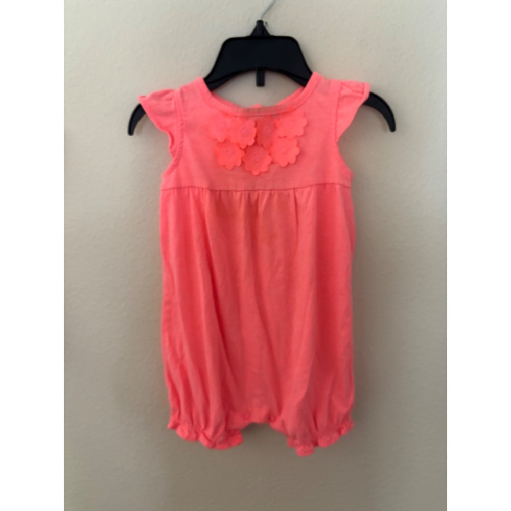Carters Baby Girl Neon Pink Floral  Sun Romper 18 Months A1199